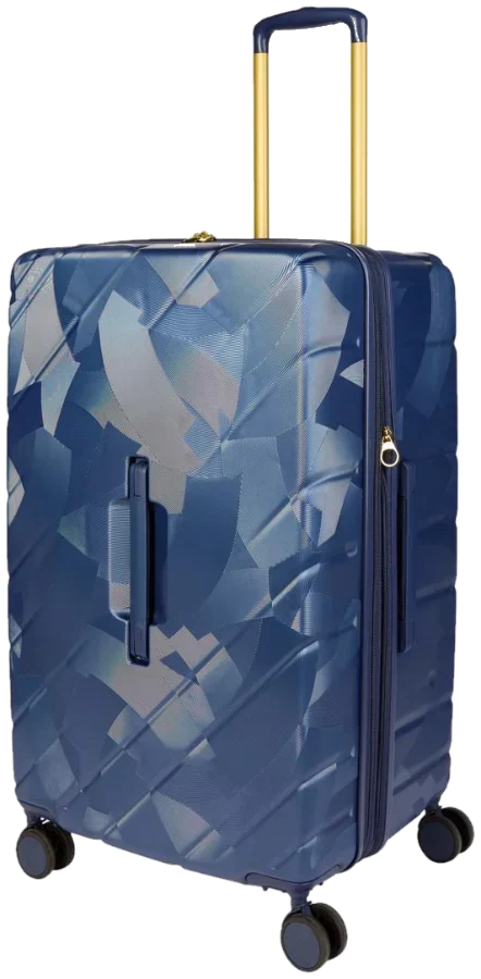 Samantha Brown 30 inch Trunk Style Spinner in blue with a geometric ABS shell